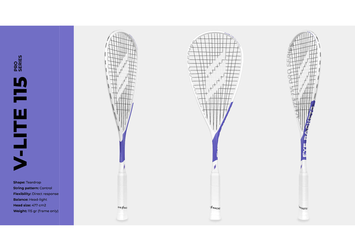 Eye Rackets S Line EYE Rackets V Lite 115 Pro Series Squash Racket New for 2025 – SquashDirect